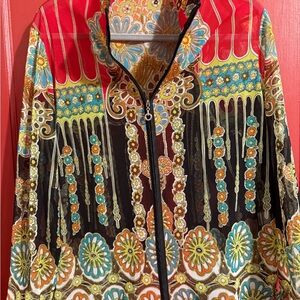 Floral Zip-Up Women's Blouse